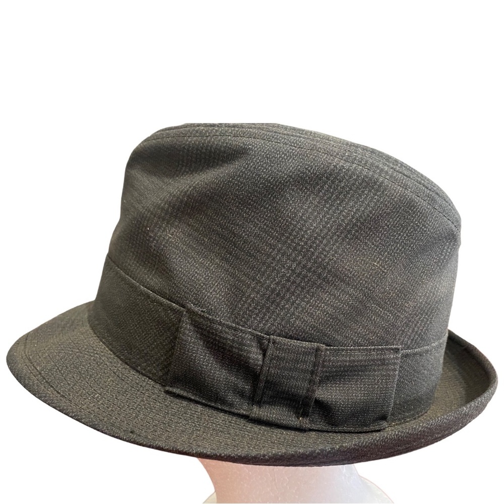 VTG 60s 70s SEARS Roebuck Fedora Check Hat Gray Sz Large 7 1/4-7 3/8 Sweatband